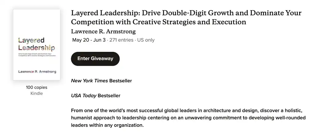 Example Goodreads Giveaway listing