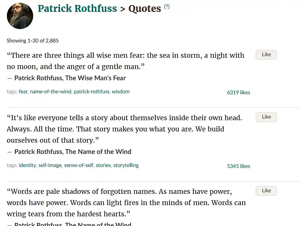 Examples Quotes section on Goodreads