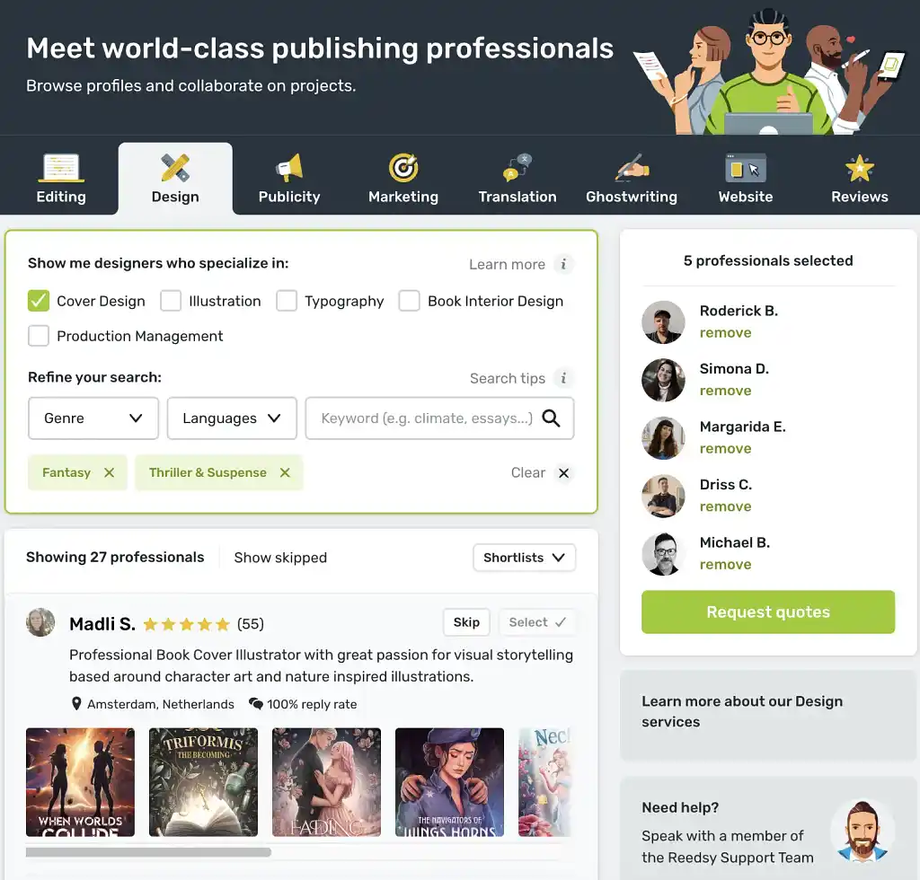 Reedsy designer marketplace