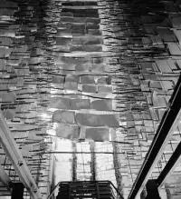 Rare books and manuscripts hanging to dry in the heating plant of the Santa Maria Novella rail station